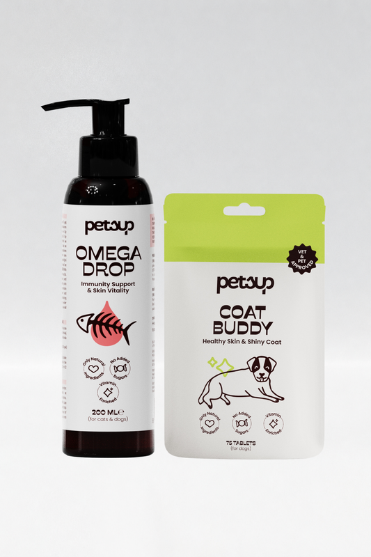 Köpekler İçin Tüy ve Deri Güçlendirici Set | Tablet + Omega Drop