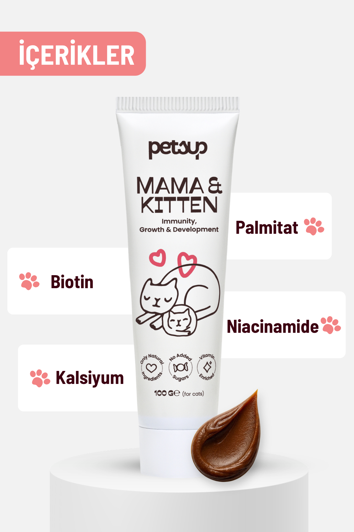 Kitten & Mama - Bağışıklık ve Gelişim Destekleyici Kediler İçin Multivitaminli Malt Macun