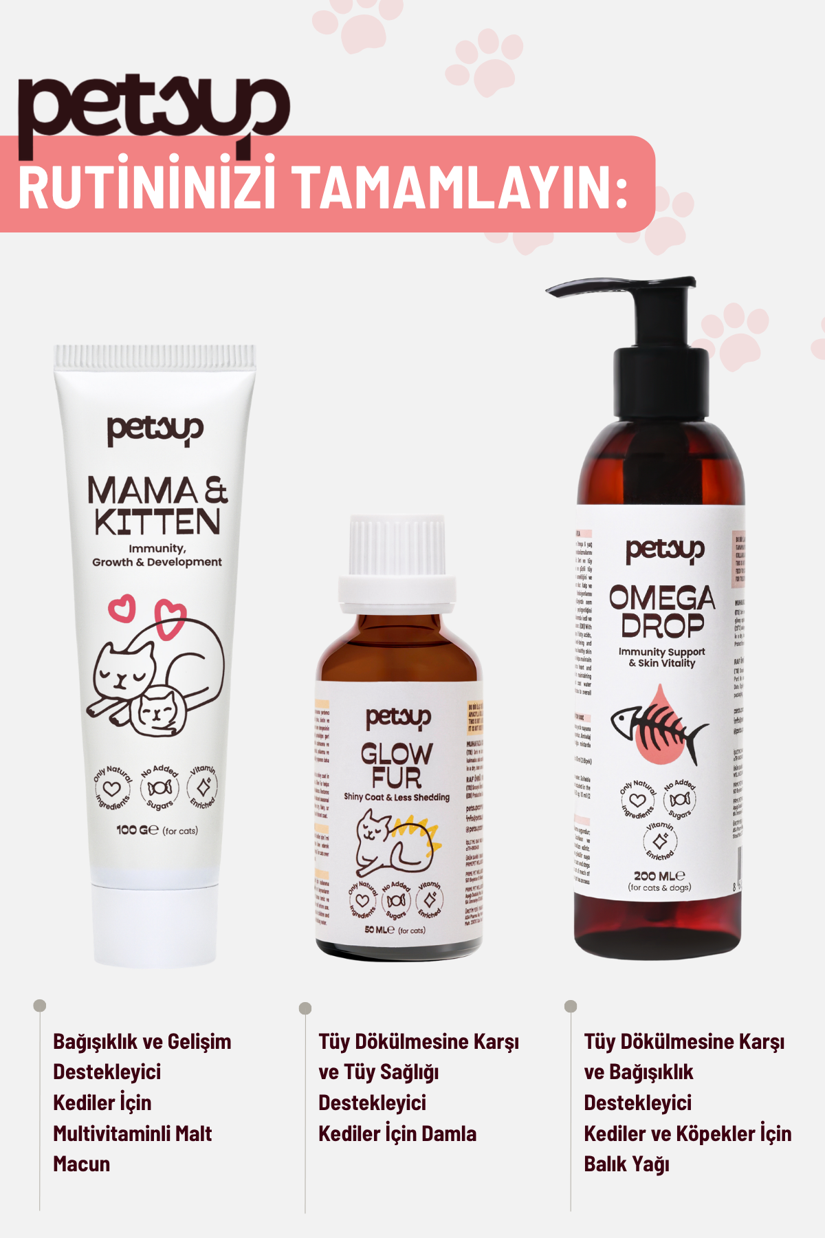 Kitten & Mama - Bağışıklık ve Gelişim Destekleyici Kediler İçin Multivitaminli Malt Macun