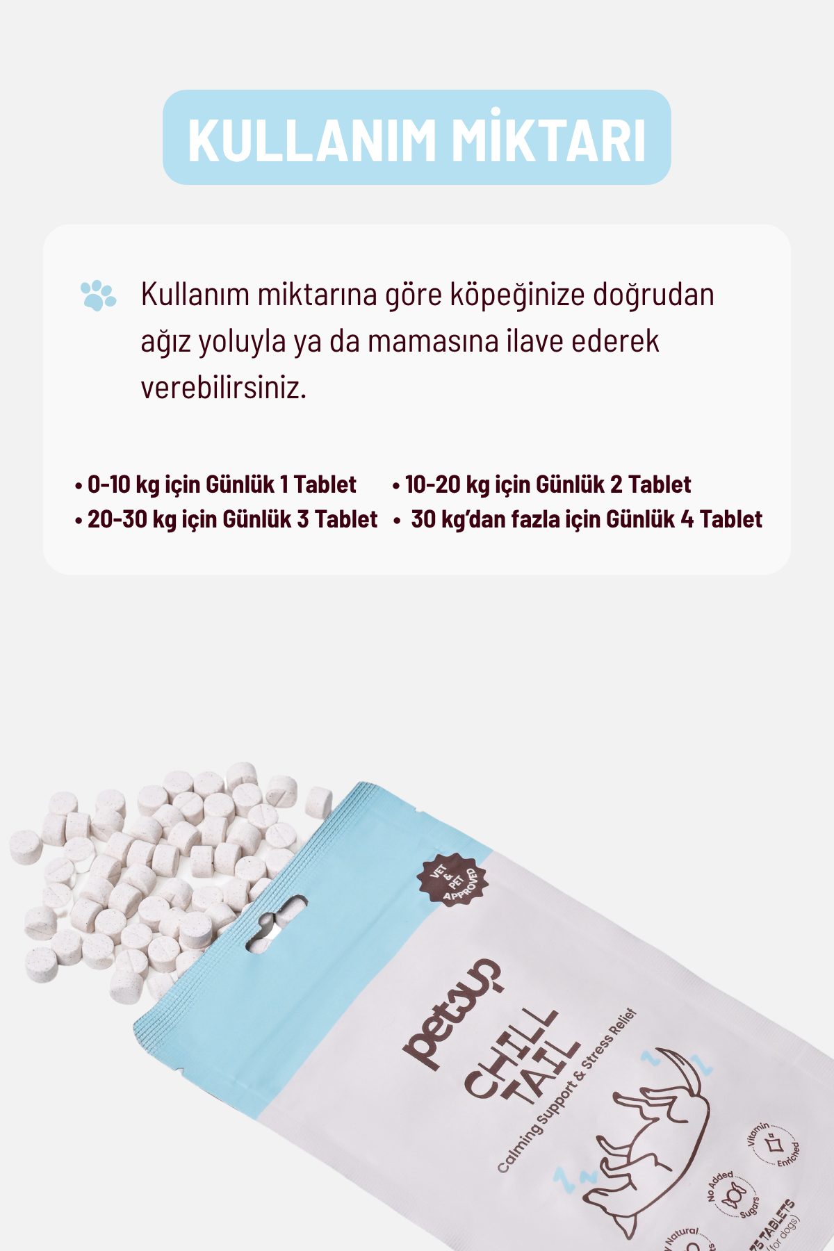 Chill Tail - Sakinleştirmeye ve Stres Azaltmaya Yardımcı Köpekler İçin Tablet