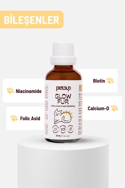 Glow Fur - Tüy Dökülmesine Karşı ve Tüy Sağlığı Destekleyici Kediler İçin Damla