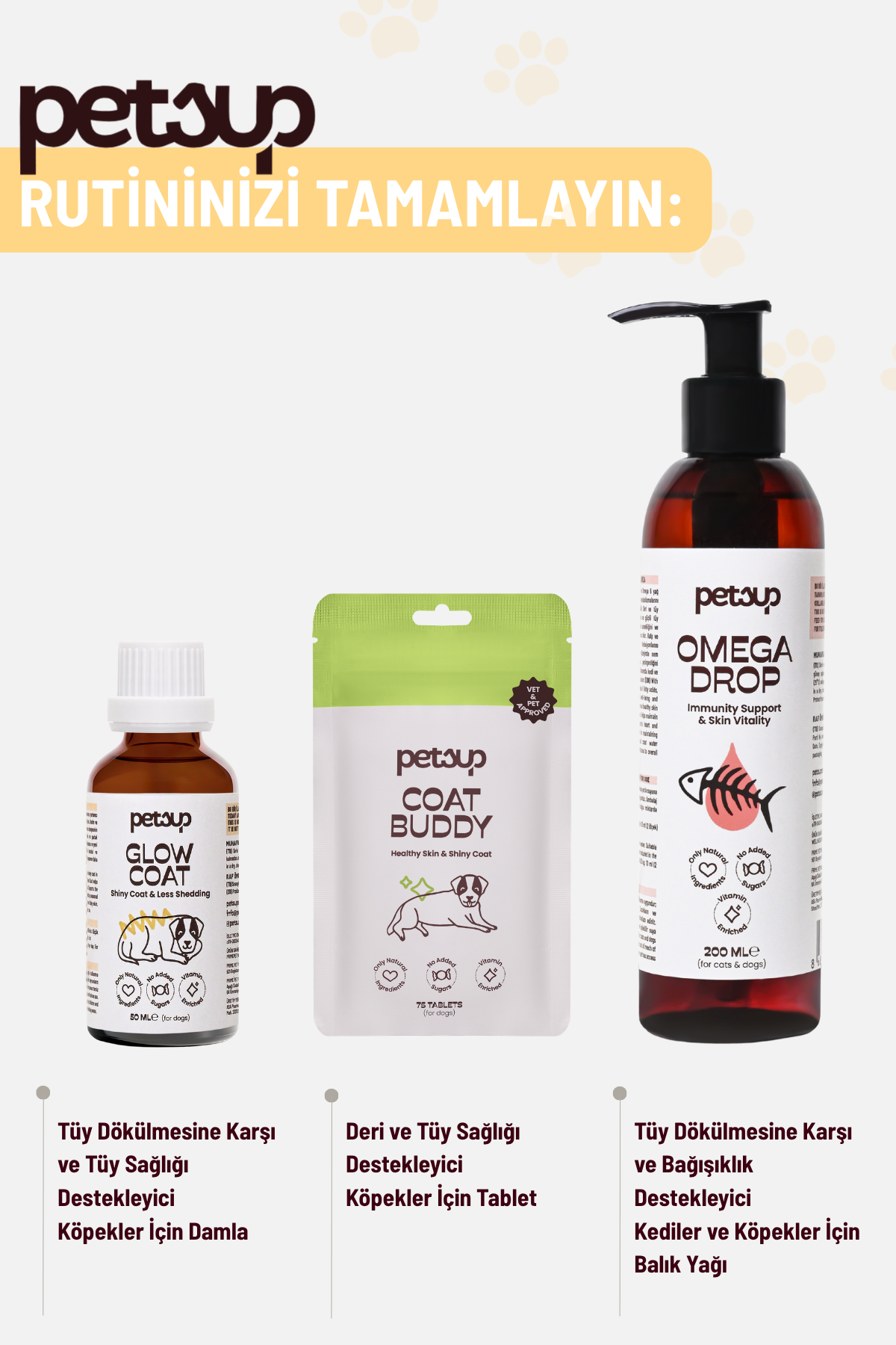 Glow Coat - Tüy Dökülmesine Karşı ve Tüy Sağlığı Destekleyici Köpekler İçin Damla