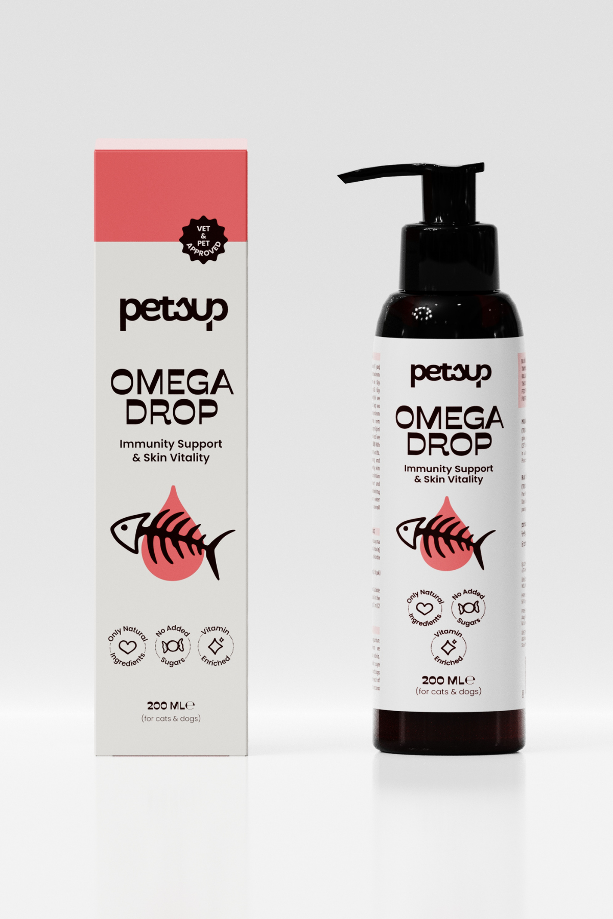 Omega Drop - Tüy Dökülmesine Karşı ve Bağışıklık Destekleyici Kediler ve Köpekler İçin Balık Yağı